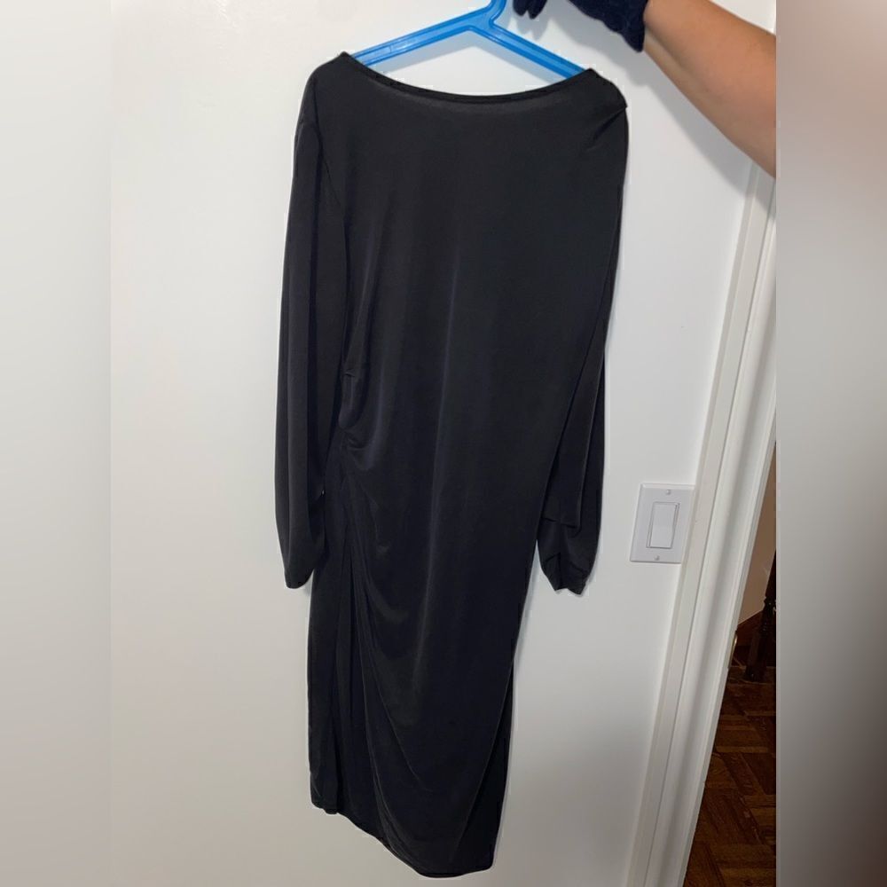 TopShop dark grey long sleeve twist waist dress soft material - Picture 3 of 6